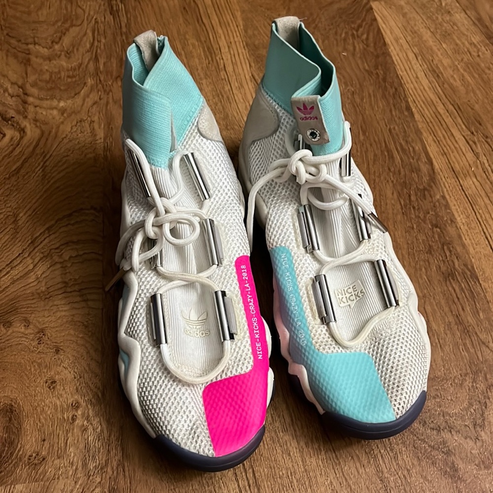 Adidas Consortium Crazy 8 ADV x Nice Kicks White Teal Purple 2018 Mens 8.5